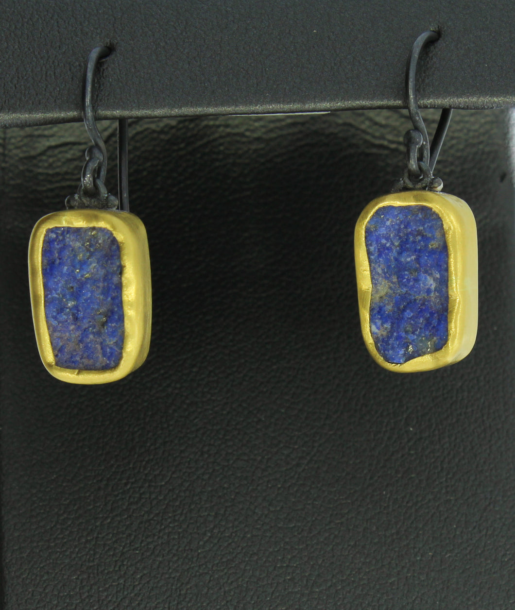 24 kt Bezeled Lapis Lazuli Earrings