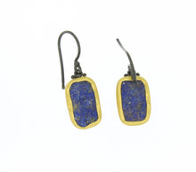 Load image into Gallery viewer, 24 kt Bezeled Lapis Lazuli Earrings
