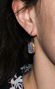 24 kt Bezeled Lapis Lazuli Earrings