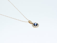 Load image into Gallery viewer, Rose Gold Sapphire Halo Pendant
