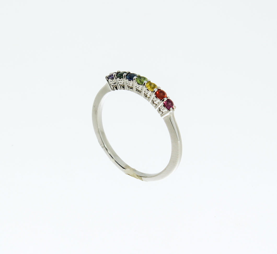 Rainbow Ring in White Gold