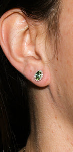 Tourmaline and Diamond stud Earrings: 14K White Gold