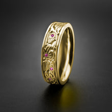 Load image into Gallery viewer, Studio 311 Narrow Cherry Blossom w/ Gemstone Wedding Band
