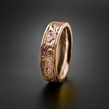 Load image into Gallery viewer, Studio 311 Narrow Cherry Blossom w/ Gemstone Wedding Band
