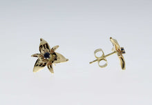 Load image into Gallery viewer, Blue Sapphire Trillium Earrings

