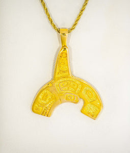 Gold Totemic Orca Pendant by Paul Iwanaga