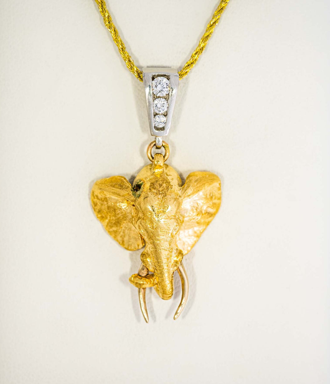 Gold Elephant Pendant by Paul Iwanaga