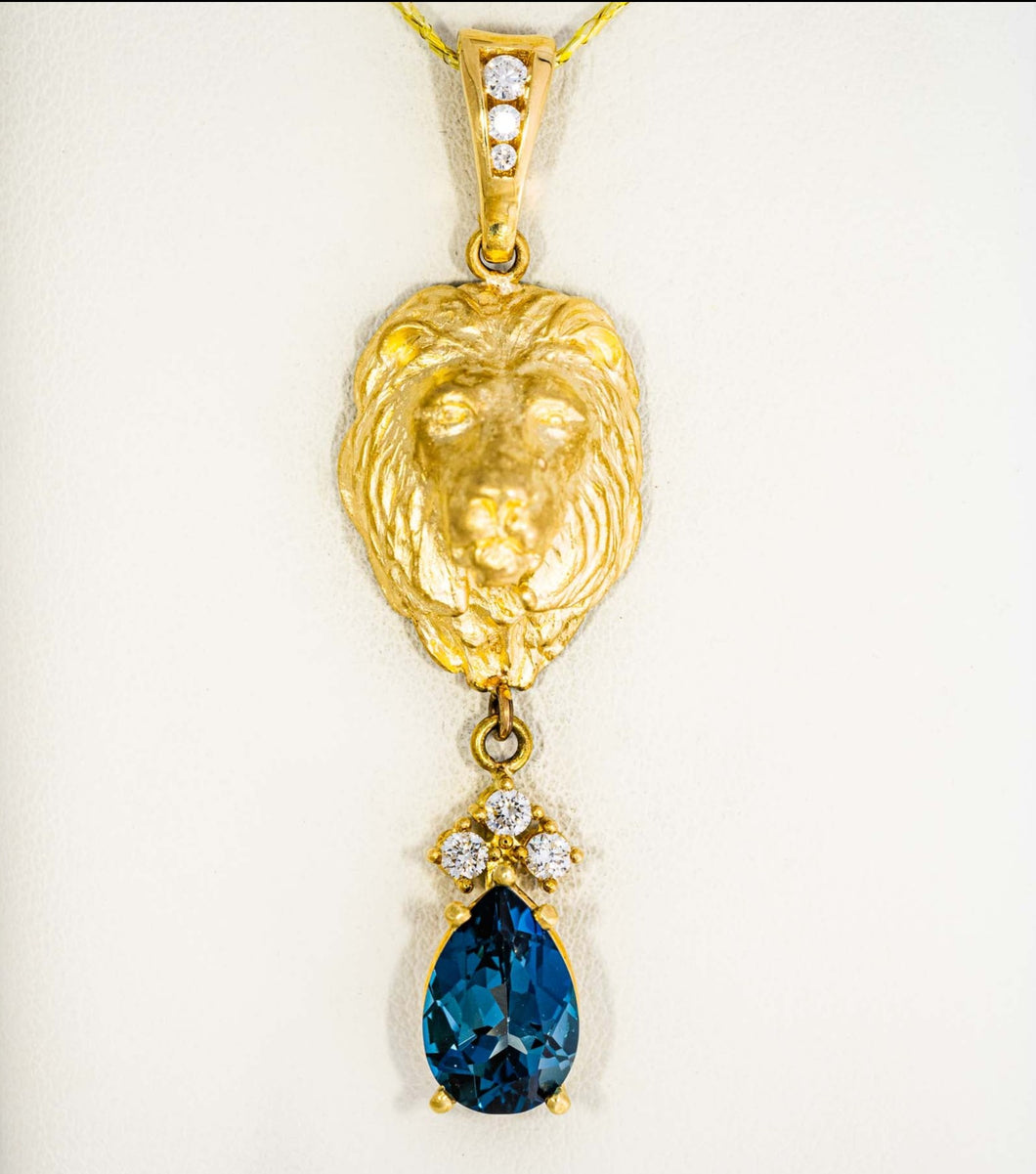 Gold Lion Pendant by Paul Iwanaga