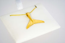 Load image into Gallery viewer, Gold Whale&#39;s Tail Pendant by Paul Iwanaga
