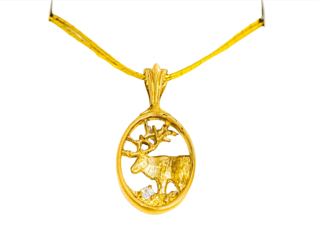 Gold Elk Pendant by Paul Iwanaga