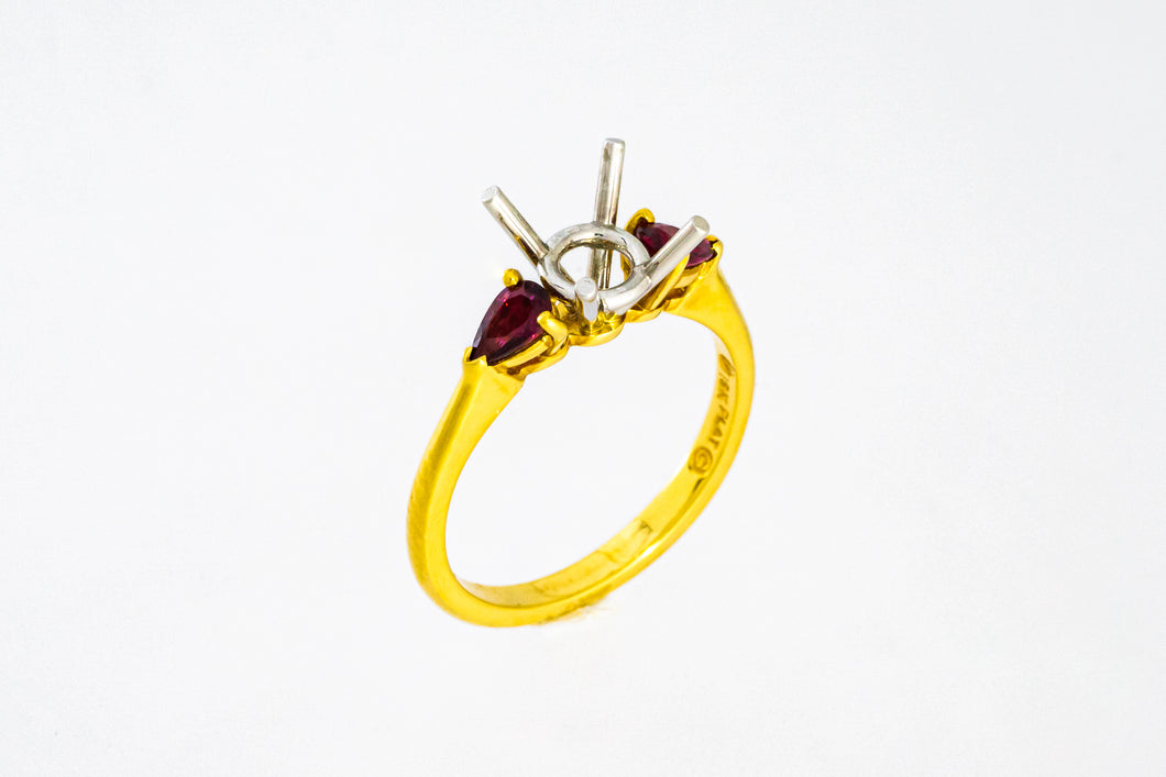 Ruby Red Pear Semi Mount Ring